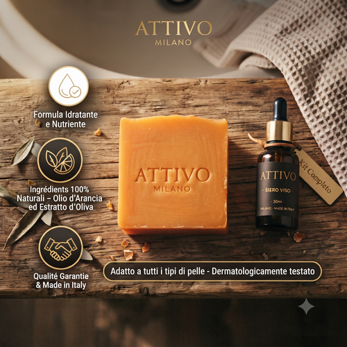 ATTIVO Kit Completo — Siero + Sapone Anti-Età Uomo
